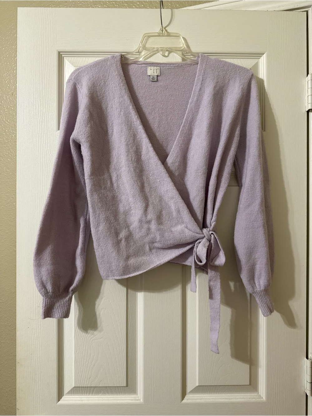 A new day wool blend Lilac Wrap-Front Women's Sweater